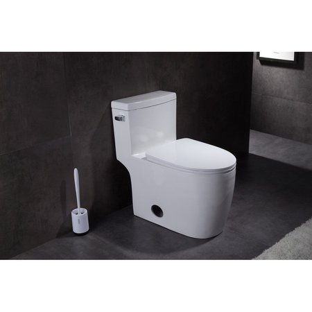 Kingston Brass VTC2995 Courtyard One-Piece 1.28 GPF Single Flush Elongated Toilet, Wht VTC2995